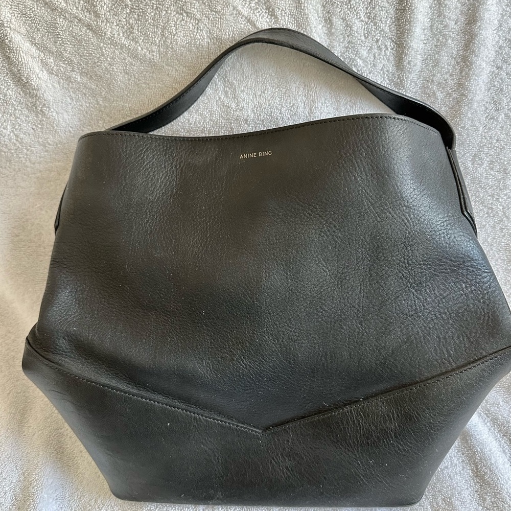 Anine Bing Charcoal Leather Shoulder Bag